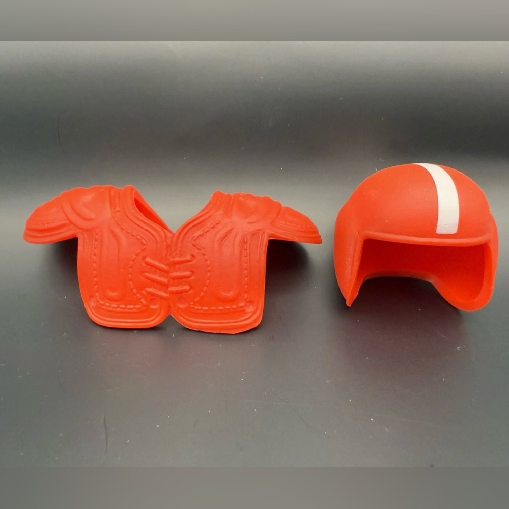 Vtg 1963 Ken Touchdown #799 Red Football Gear Helmet & Shoulder Pads ~ Mattel